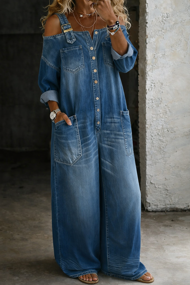 Sophia | Off-Shoulder Denim-Jumpsuit