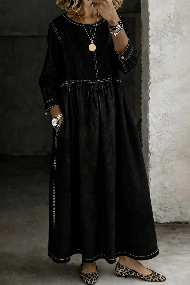 Anna™ | Vintage Denim-Maxikleid