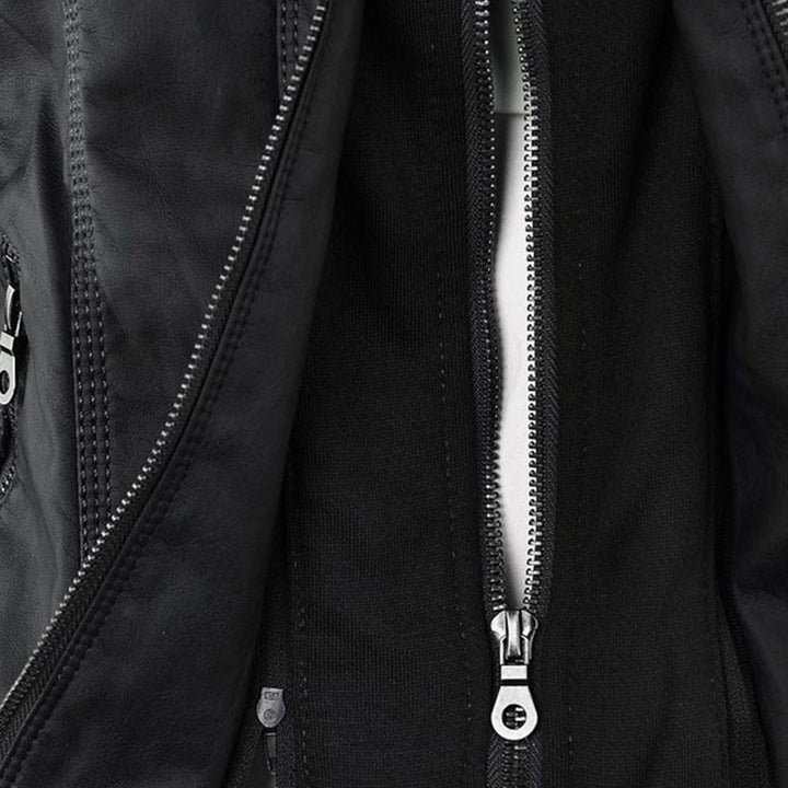 Irene | Elegante Kunstlederjacke mit Kapuze