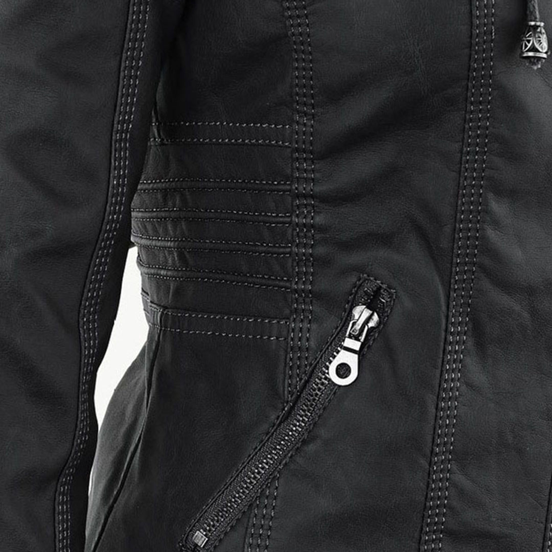 Irene | Elegante Kunstlederjacke mit Kapuze