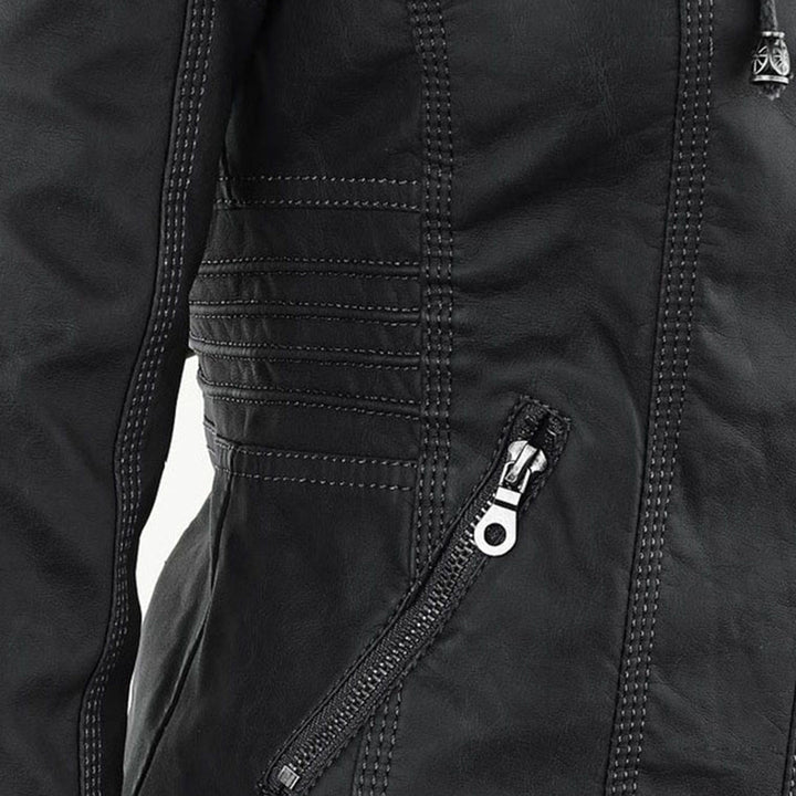 Irene | Elegante Kunstlederjacke mit Kapuze
