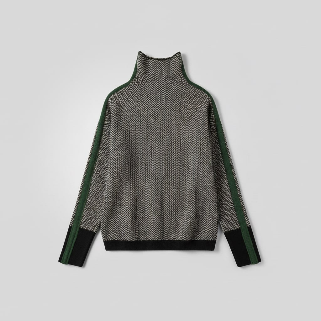 Elara | Rollkragenpullover mit kontrastierenden Streifen