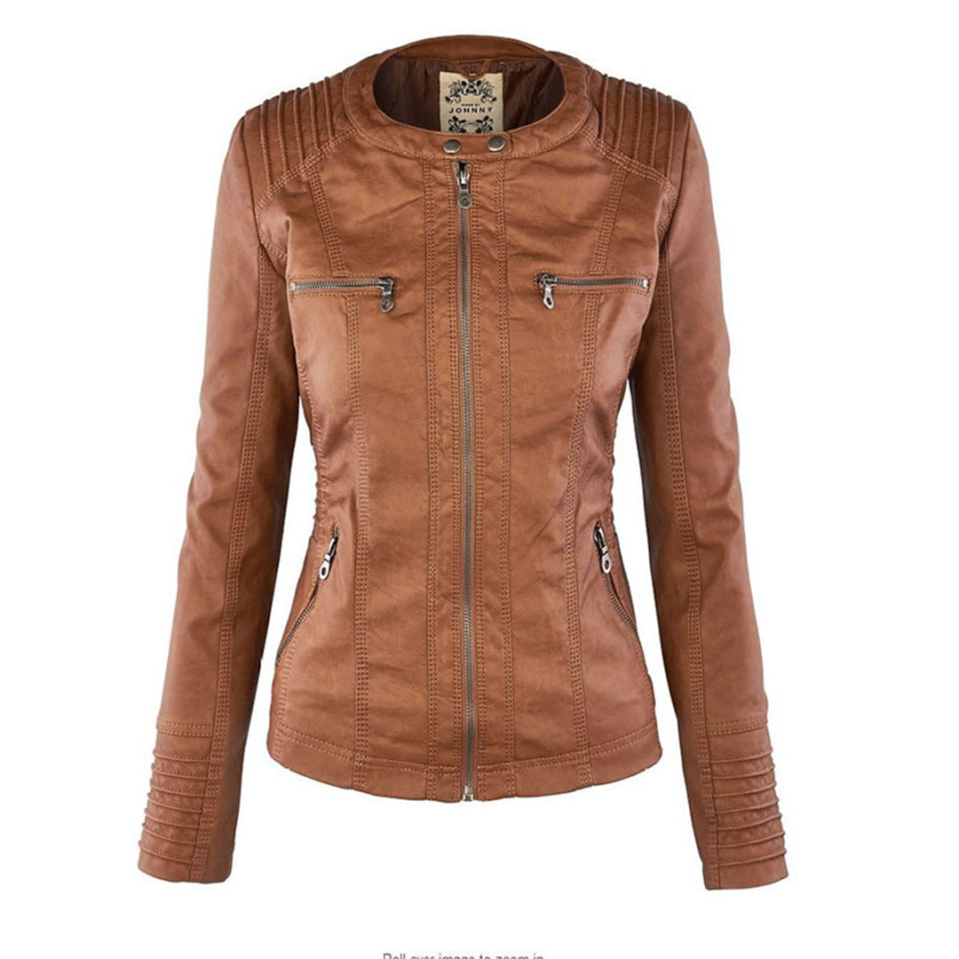 Irene | Elegante Kunstlederjacke mit Kapuze
