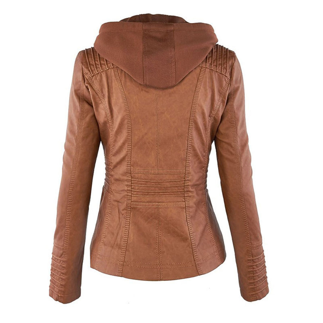 Irene | Elegante Kunstlederjacke mit Kapuze