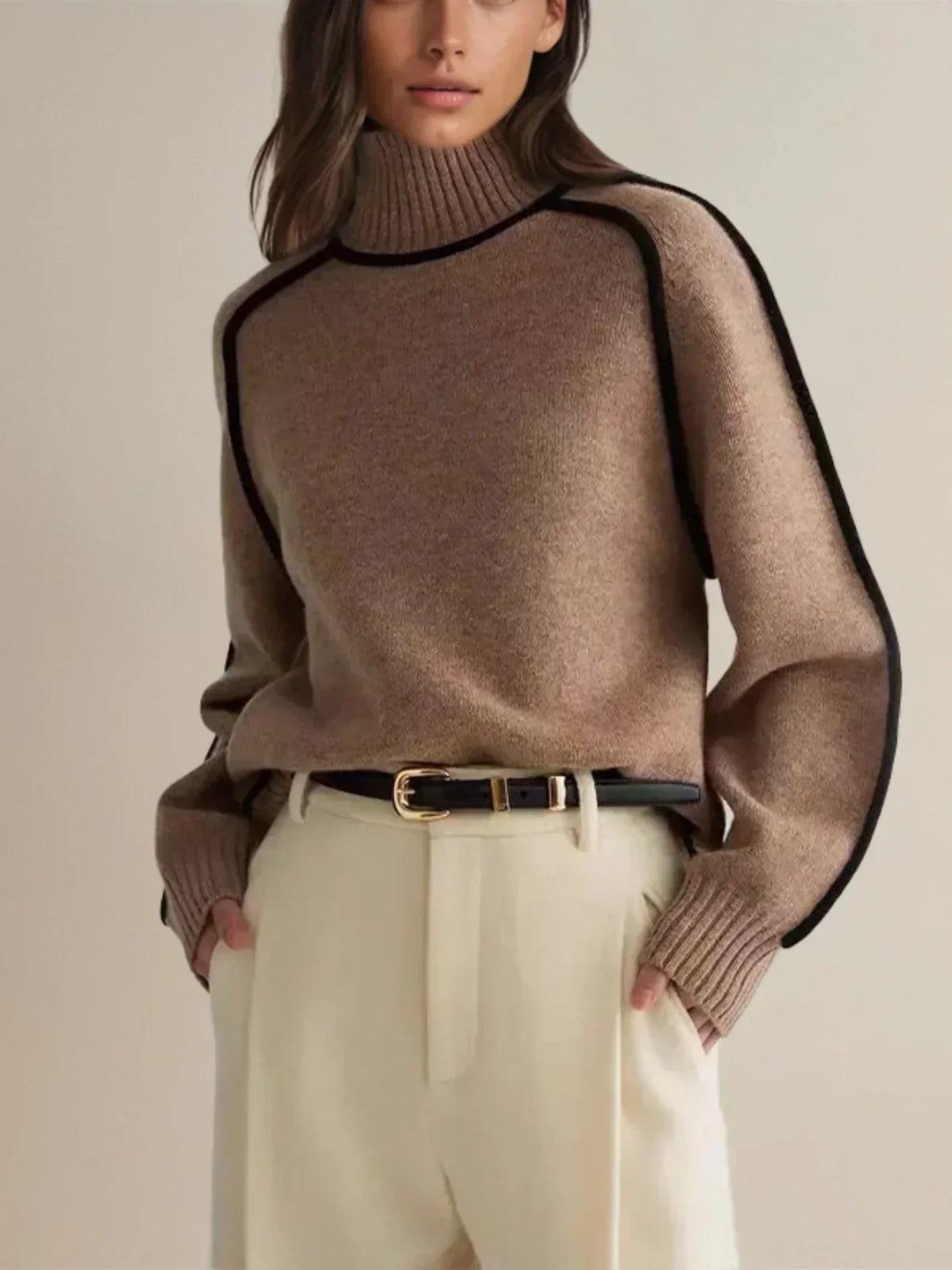 Alice | Kaschmir-Turtleneck mit Kontrastkante