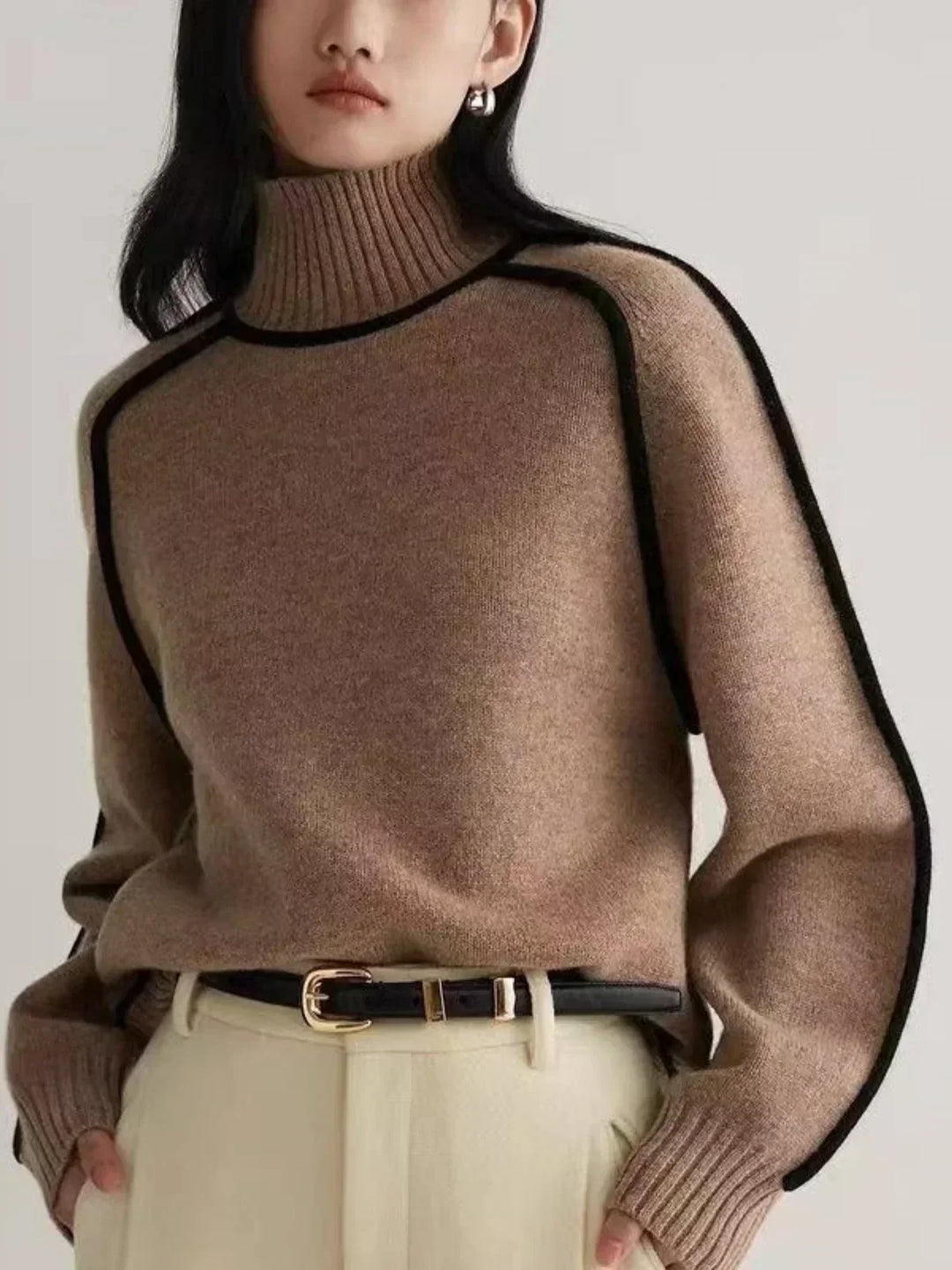 Alice | Kaschmir-Turtleneck mit Kontrastkante