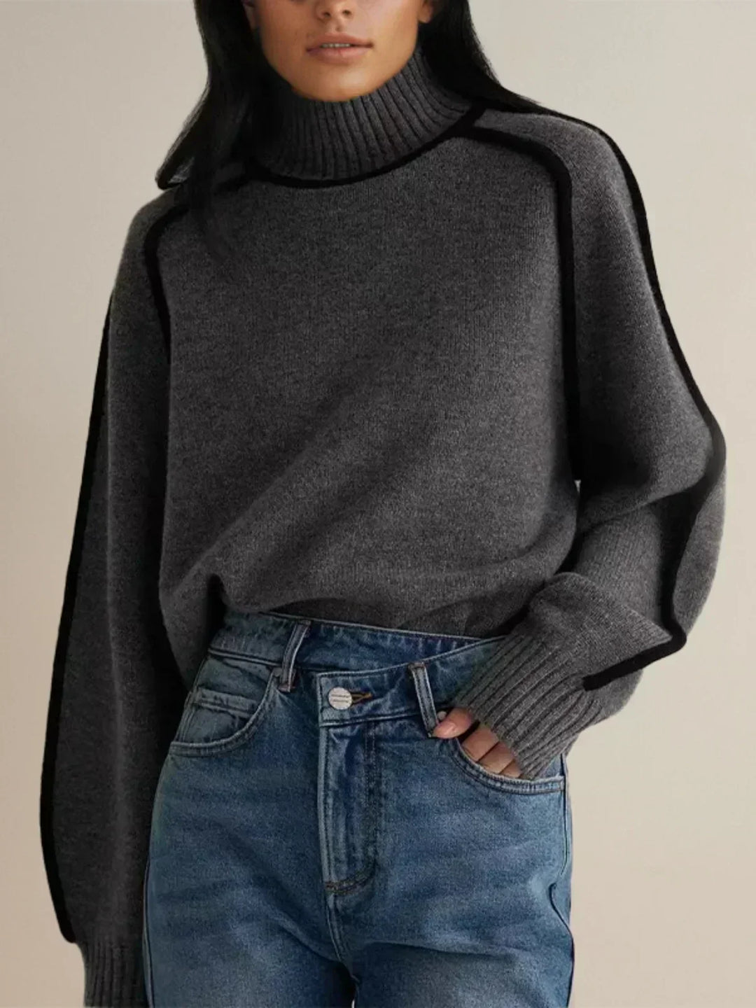 Alice | Kaschmir-Turtleneck mit Kontrastkante