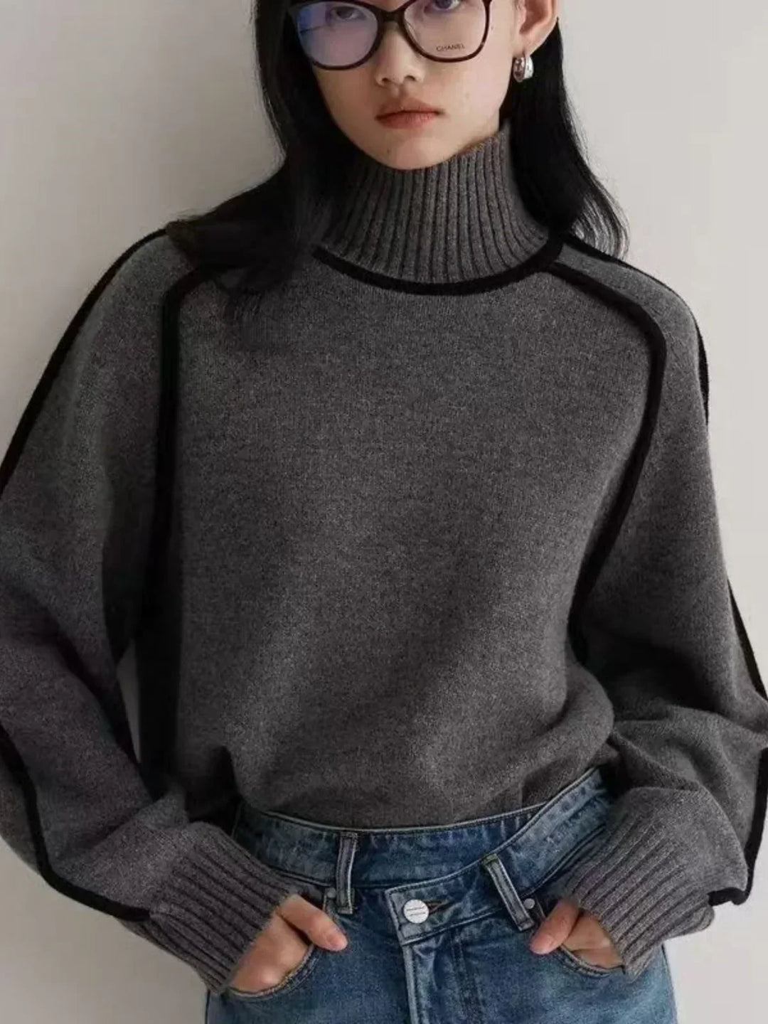 Alice | Kaschmir-Turtleneck mit Kontrastkante