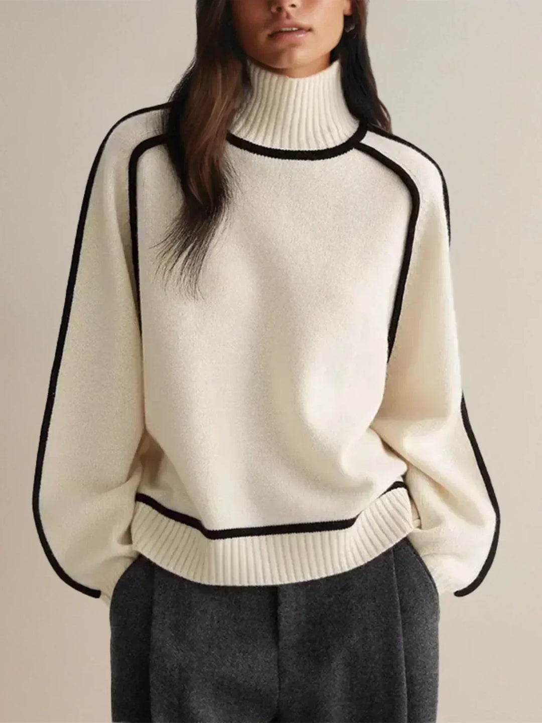 Alice | Kaschmir-Turtleneck mit Kontrastkante