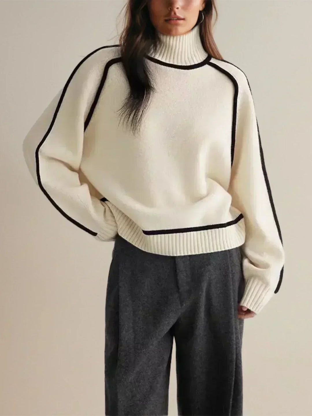 Alice | Kaschmir-Turtleneck mit Kontrastkante