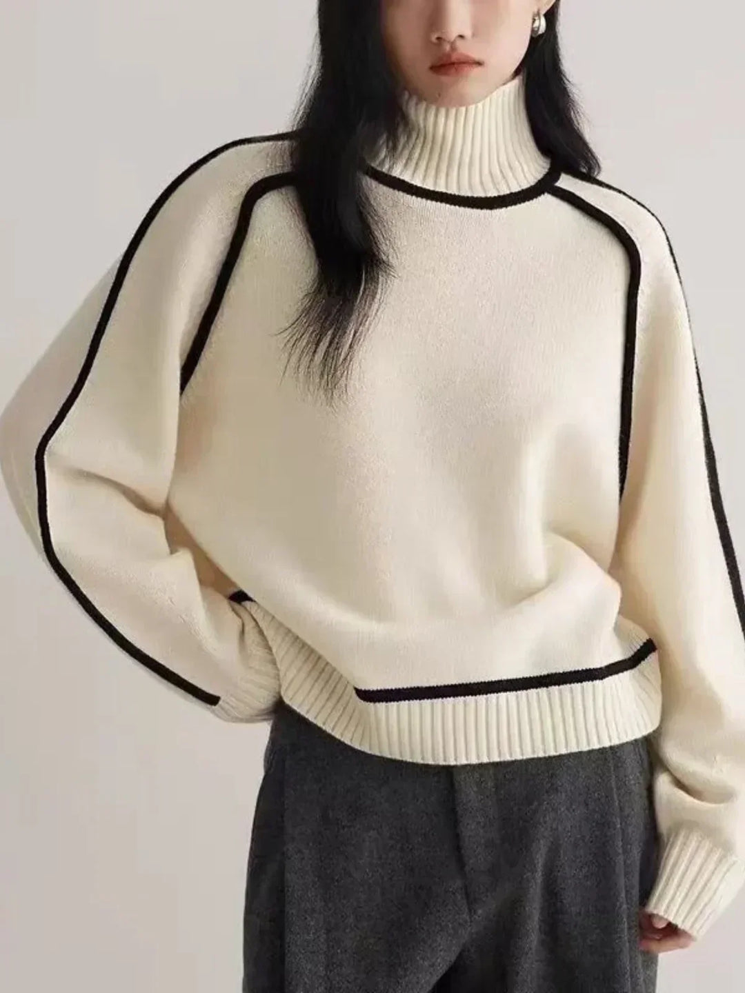 Alice | Kaschmir-Turtleneck mit Kontrastkante