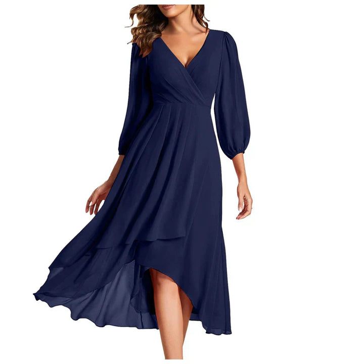 VITTORIA | Elegantes Kleid mit asymmetrischem Saum und fließenden Ärmeln Raffinierter Look für jeden Anlass