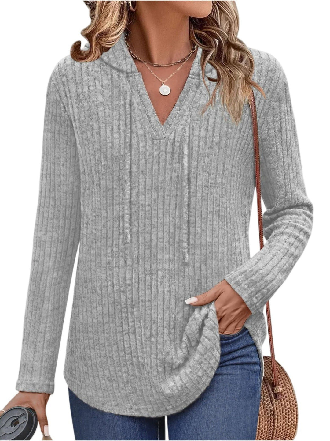 Mira | Weiches Ripp-Longsleeve mit Kapuze