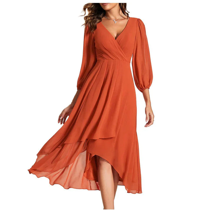 VITTORIA | Elegantes Kleid mit asymmetrischem Saum und fließenden Ärmeln Raffinierter Look für jeden Anlass