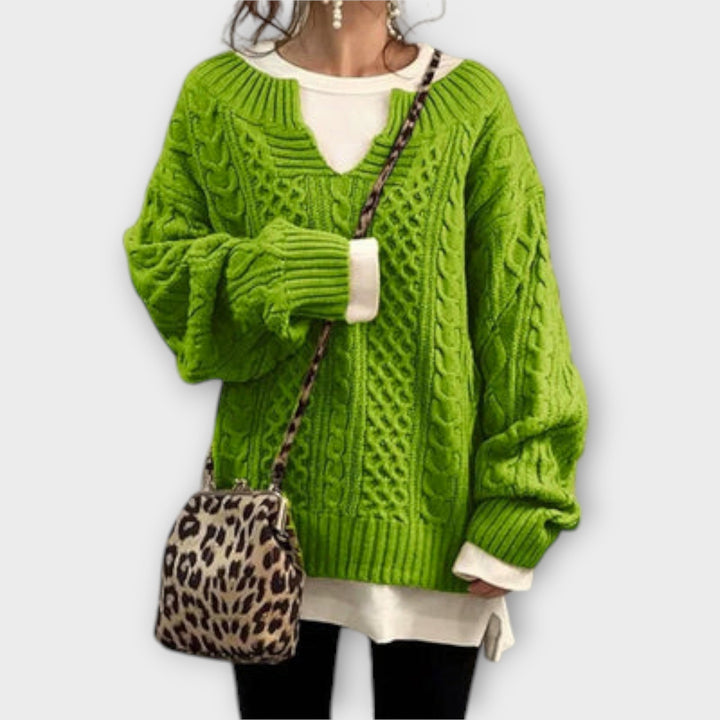 Aurora - Übergroßer Strickpullover mit Zopfmuster