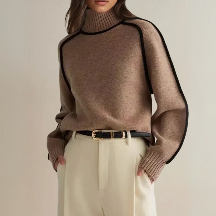 Alice | Kaschmir-Turtleneck mit Kontrastkante