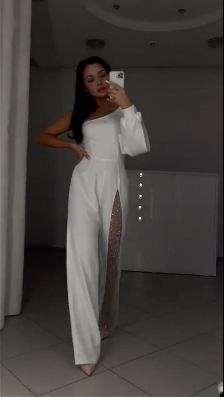 Arielle | Eleganter Ein-Schulter-Jumpsuit mit Glitzer-Detail