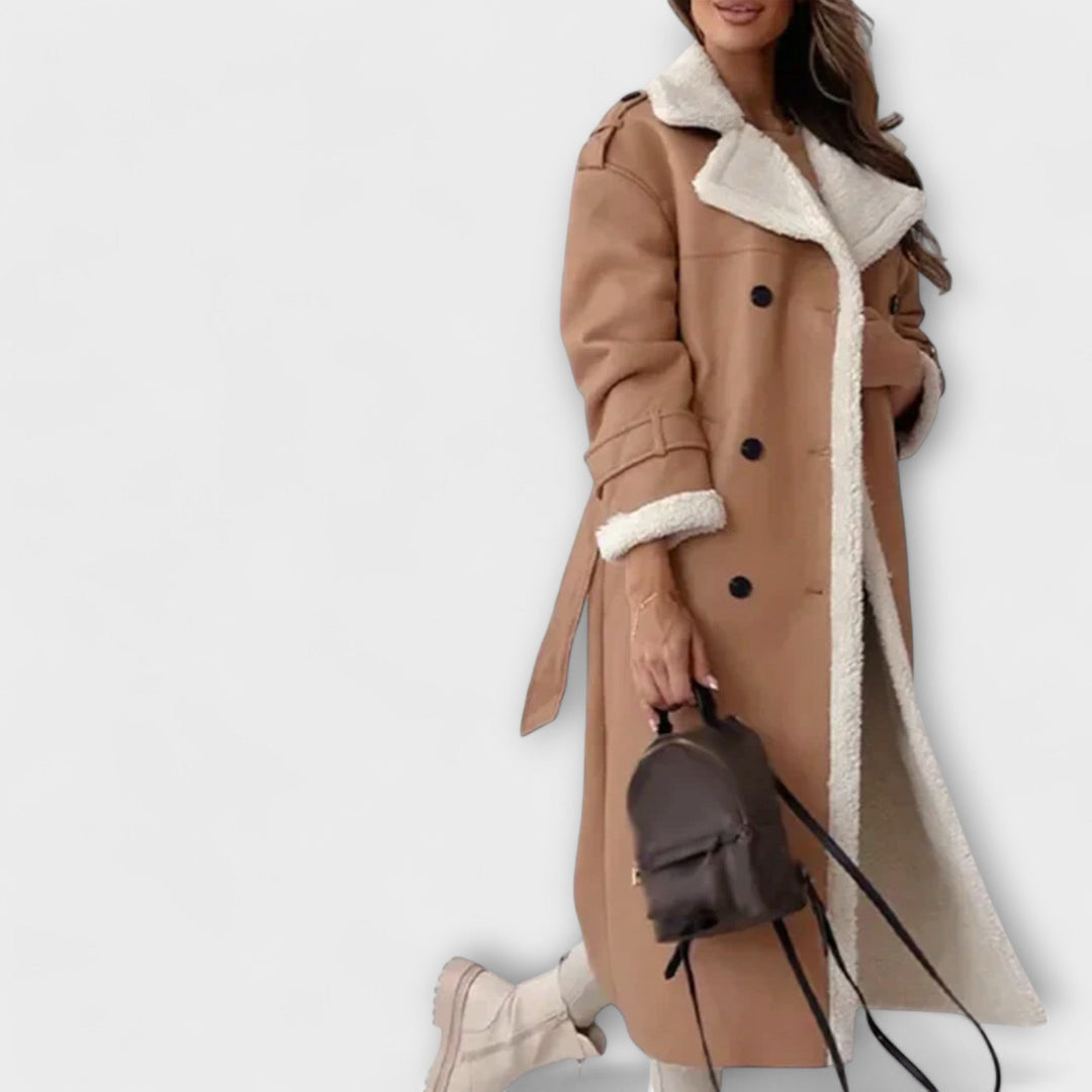 Aurora – Lange klassische Jacke mit Fleecefutter und Teddykragen