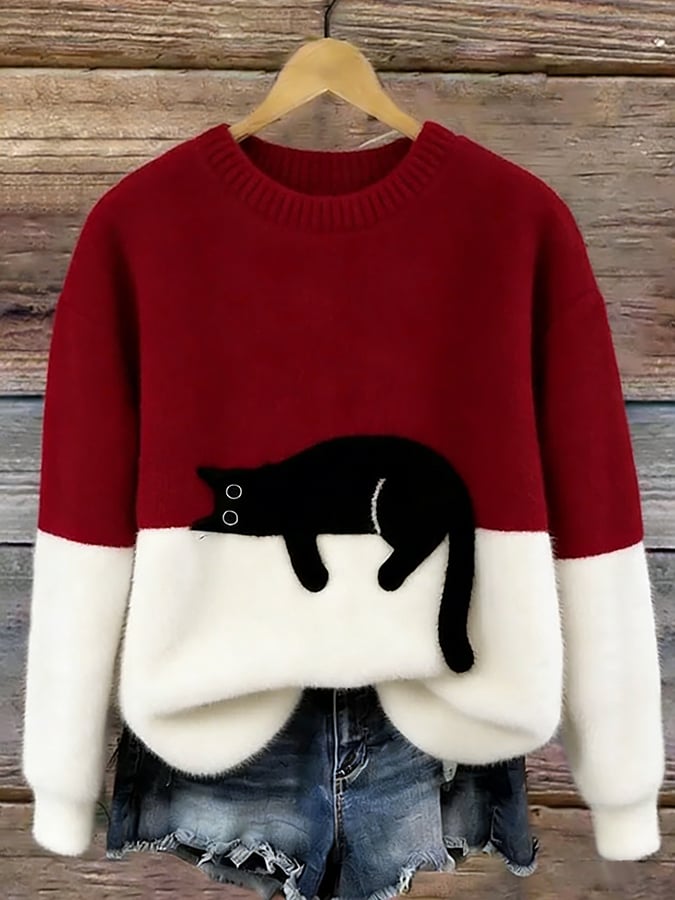 Bonnie™ — Oversized Sweatshirt mit Katzen-Print