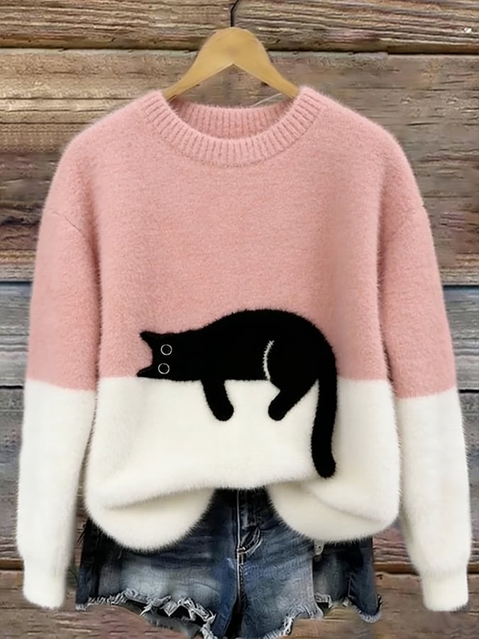 Bonnie™ — Oversized Sweatshirt mit Katzen-Print