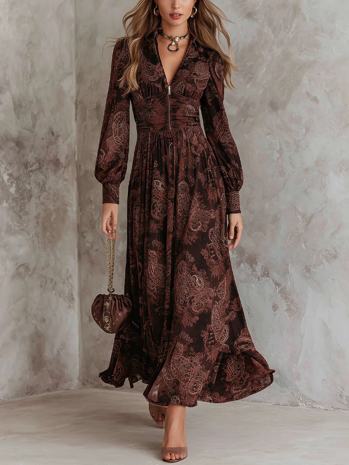 Marlene™ - Midi-Kleid mit Paisleymuster und Reißverschluss am Hals