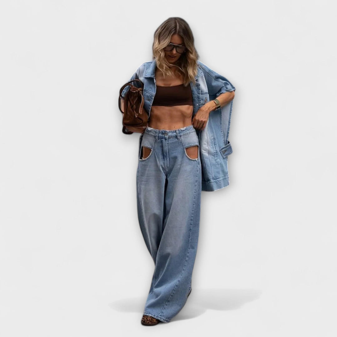 Blair - Weit geschnittenes ärmellose Denim-Set