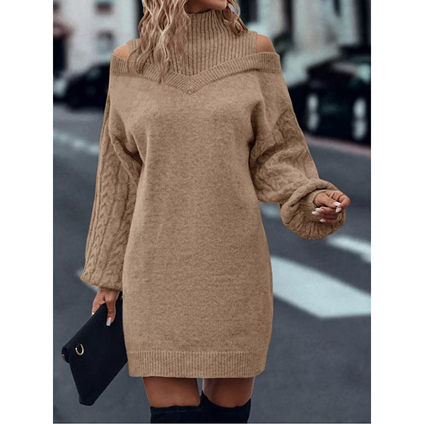 Laira™ – Kleid mit hohem Kragen und Zopfmuster