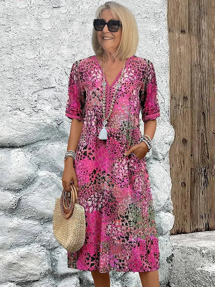 Sommerfeld | Leichtes Midikleid mit V-Ausschnitt