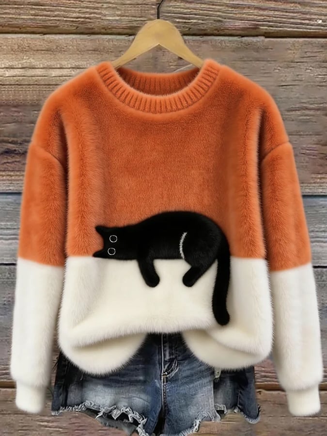 Bonnie™ — Oversized Sweatshirt mit Katzen-Print