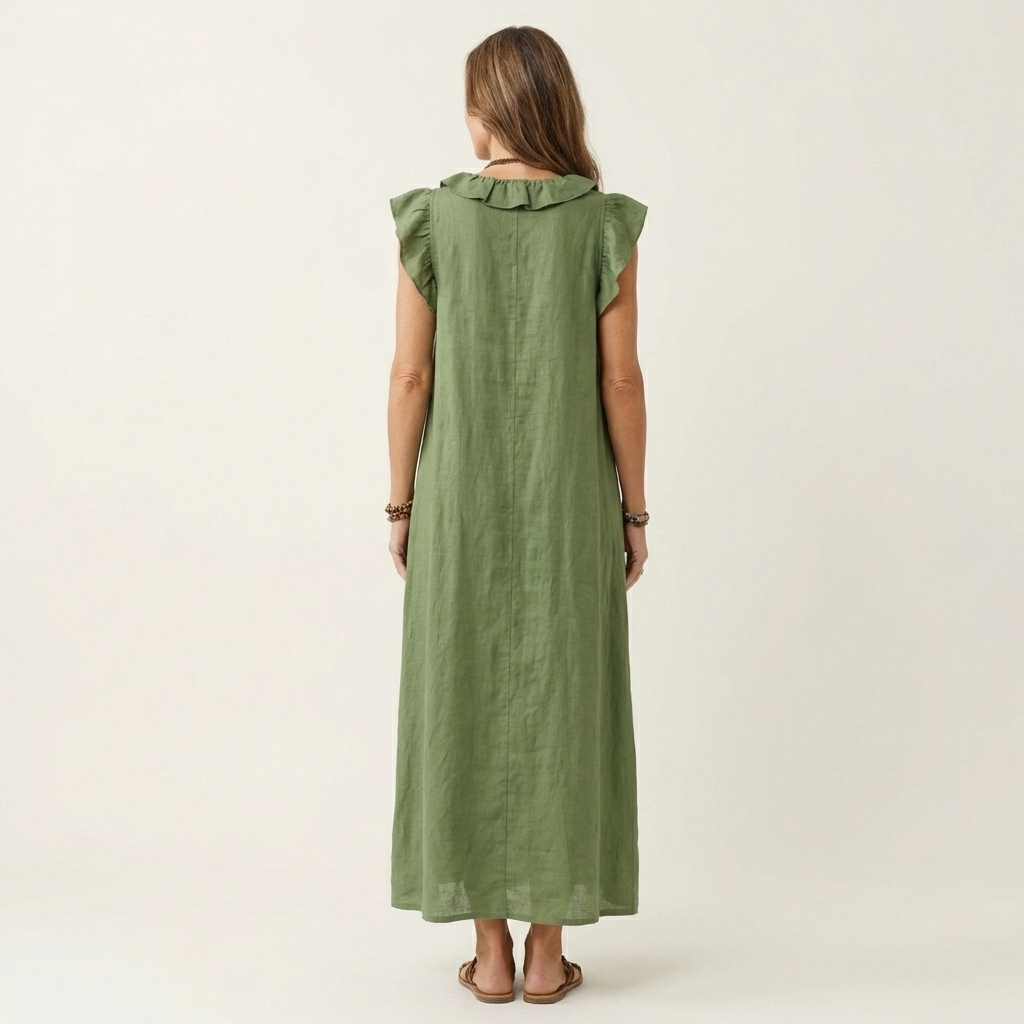 Celine | Rüschenshirt V-Ausschnitt Maxikleid