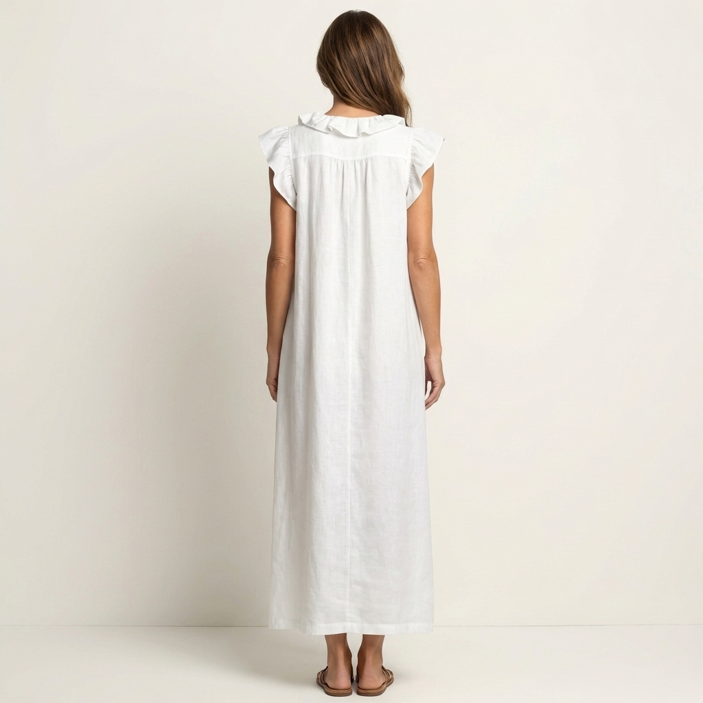 Celine | Rüschenshirt V-Ausschnitt Maxikleid