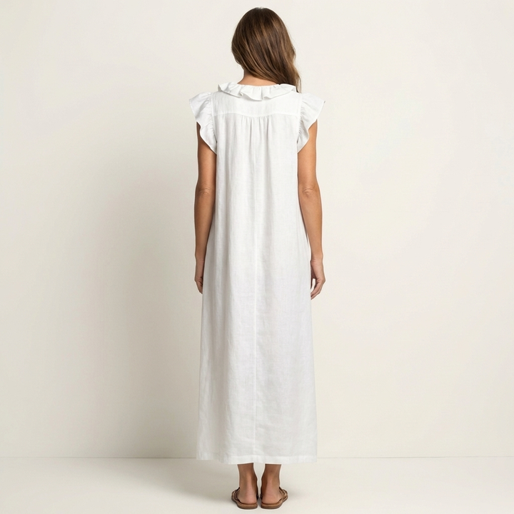 Celine | Rüschenshirt V-Ausschnitt Maxikleid