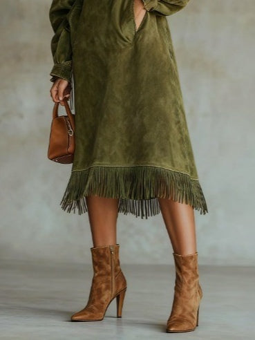 Aurora™ - Wildlederkleid mit Fransen