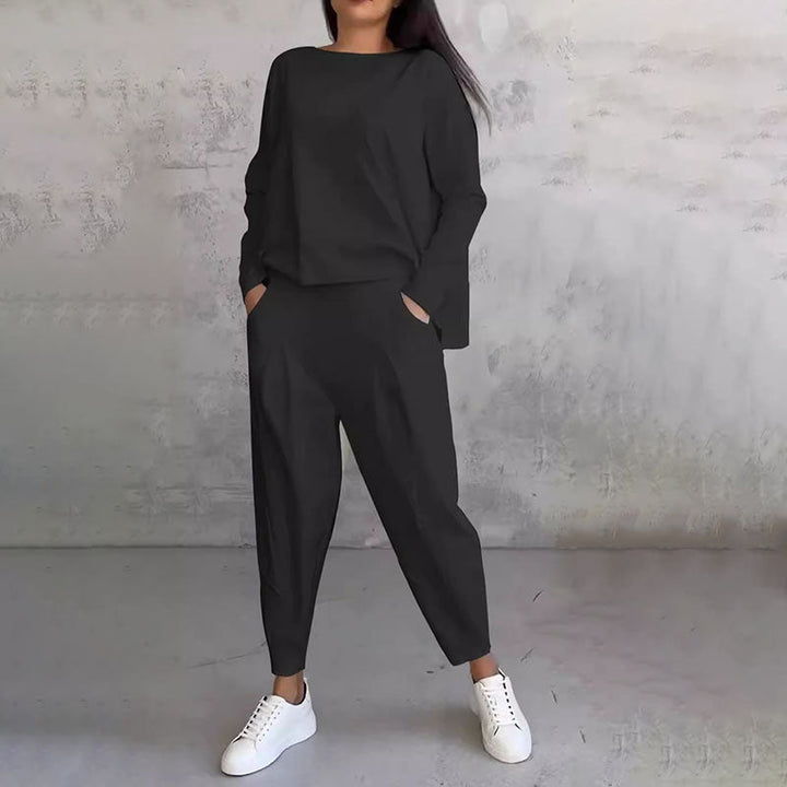 Mode, Freizeit Langarm mit rundem Hals ＆ Hose 2-teiliger Set
