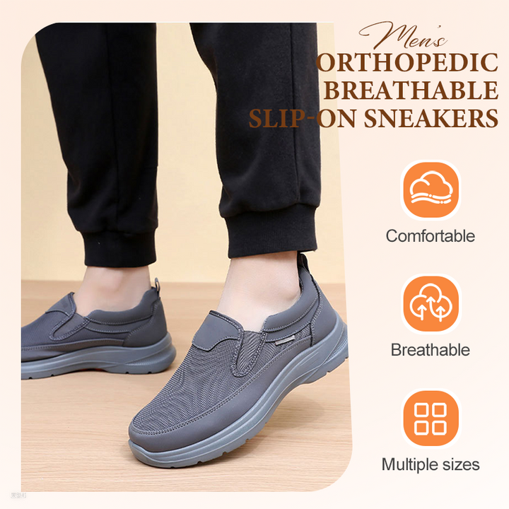👟 60% RABATT JETZT! ✨ Herren Orthopädische Atmungsaktive Slipper-Sneakers - Fußgewölbe Unterstützung mit Memory-Schaum Einlegesohlen für Ganzägigen Komfort 🏃‍♂️💨