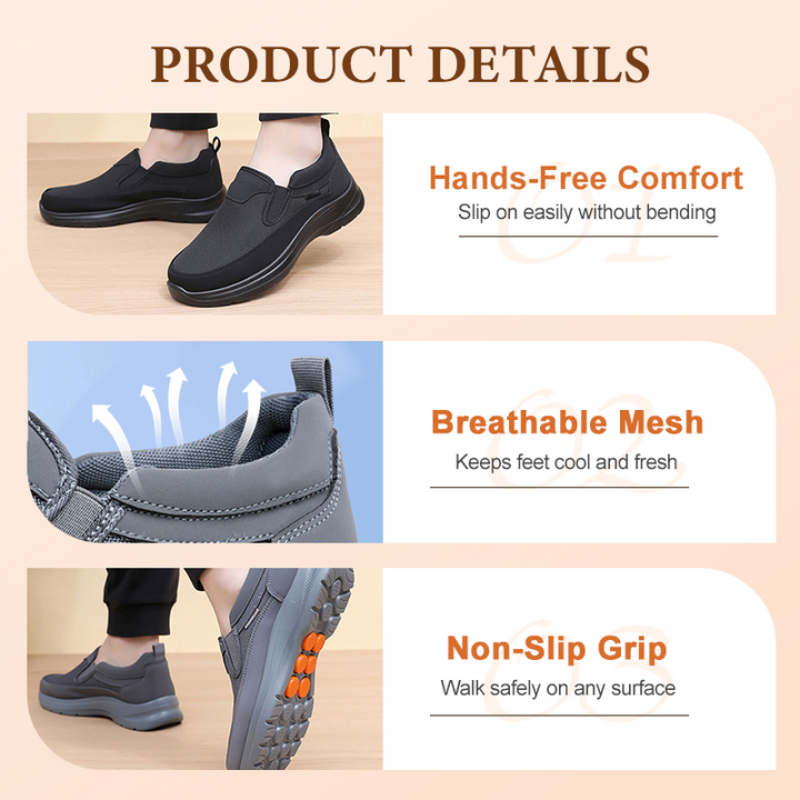 👟 60% RABATT JETZT! ✨ Herren Orthopädische Atmungsaktive Slipper-Sneakers - Fußgewölbe Unterstützung mit Memory-Schaum Einlegesohlen für Ganzägigen Komfort 🏃‍♂️💨